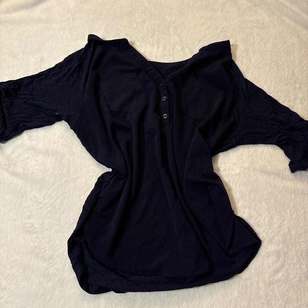 Elegant Black Blouse with Button Detail